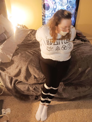 Nerdy girl bound and tightly gagged