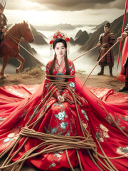 Red dress princess rope tied