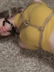 Vannesa in bondage in leather pants