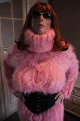 Mistress Paula with pink sweaterdress